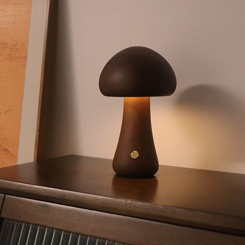 INS Wooden Cute Mushroom LED Night Light With Touch Switch  Bedside Table Lamp For Bedroom Childrens Room Sleeping Night Lamps Home Decor - coffeewithmee1