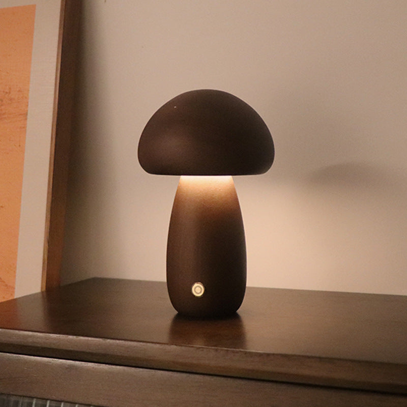 INS Wooden Cute Mushroom LED Night Light With Touch Switch  Bedside Table Lamp For Bedroom Childrens Room Sleeping Night Lamps Home Decor - coffeewithmee1