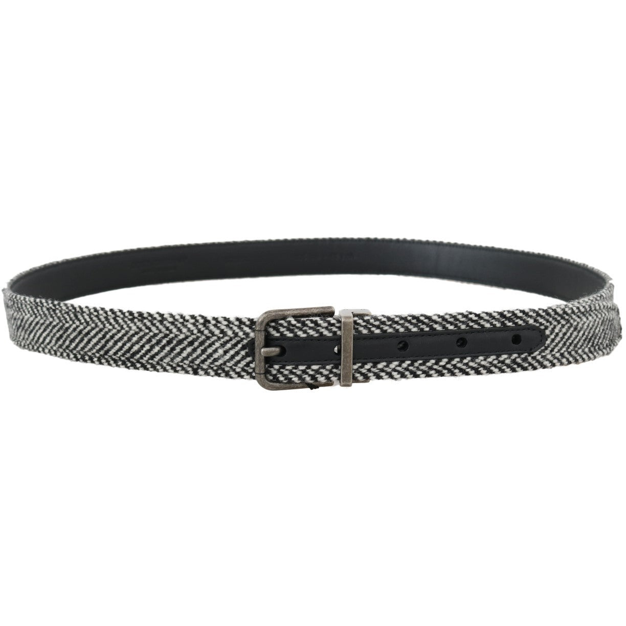 Black White Chevron Wool Leather Belt - coffeewithmee1