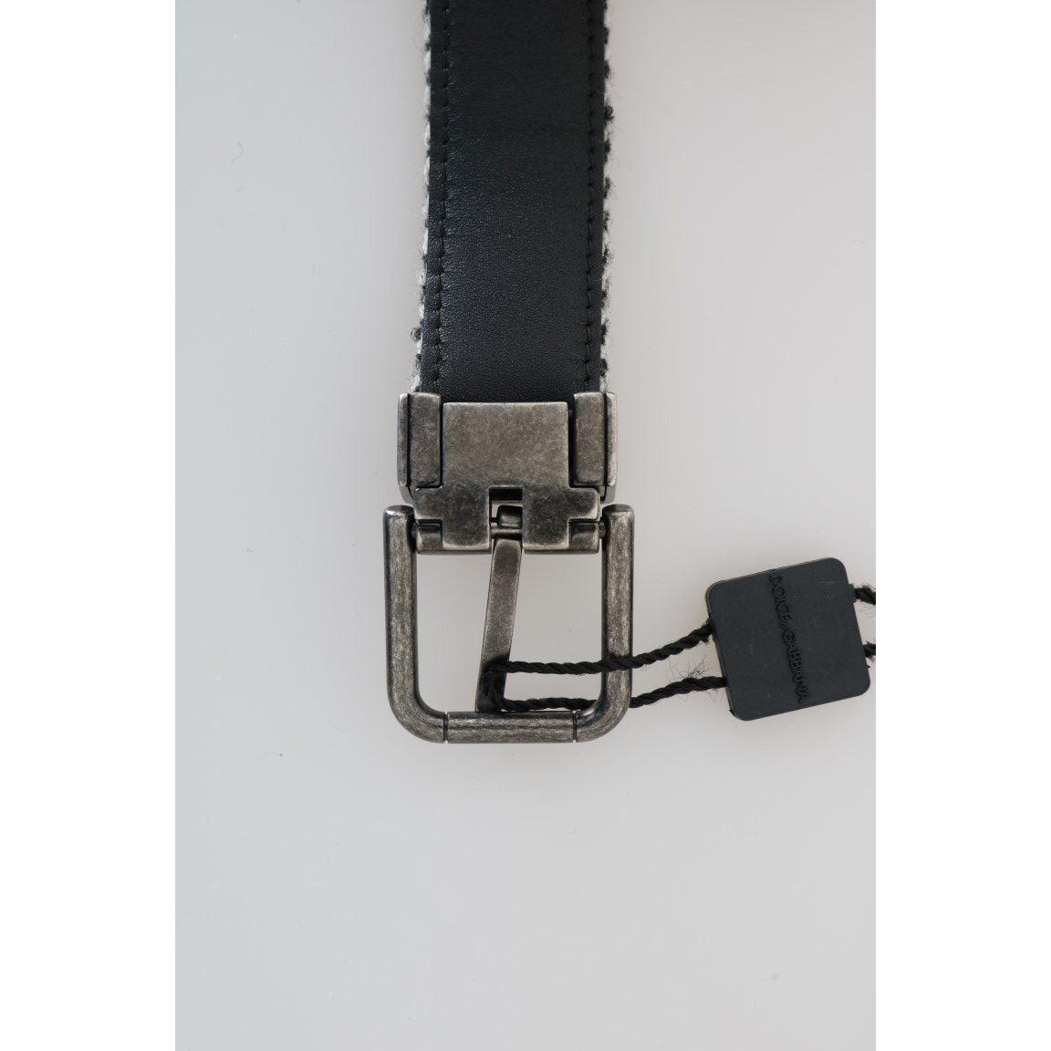 Black White Chevron Wool Leather Belt - coffeewithmee1