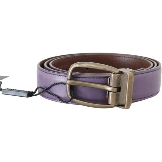 Purple Shiny Leather Gold Buckle Belt - coffeewithmee1