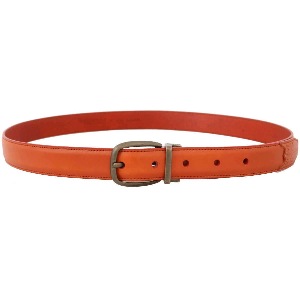 Orange Leather Gold Buckle Belt - coffeewithmee1