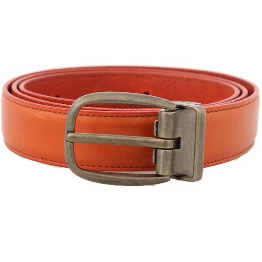 Orange Leather Gold Buckle Belt - coffeewithmee1