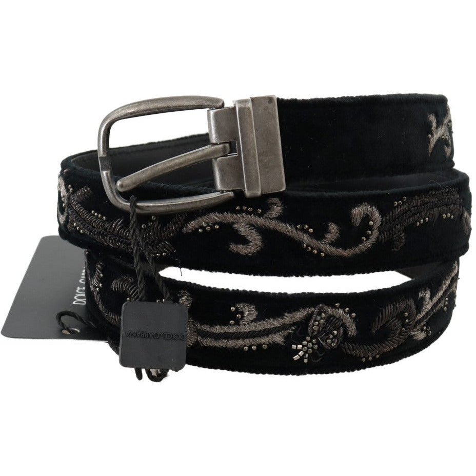 Black Cotton Royal Bee Embroidery Belt - coffeewithmee1