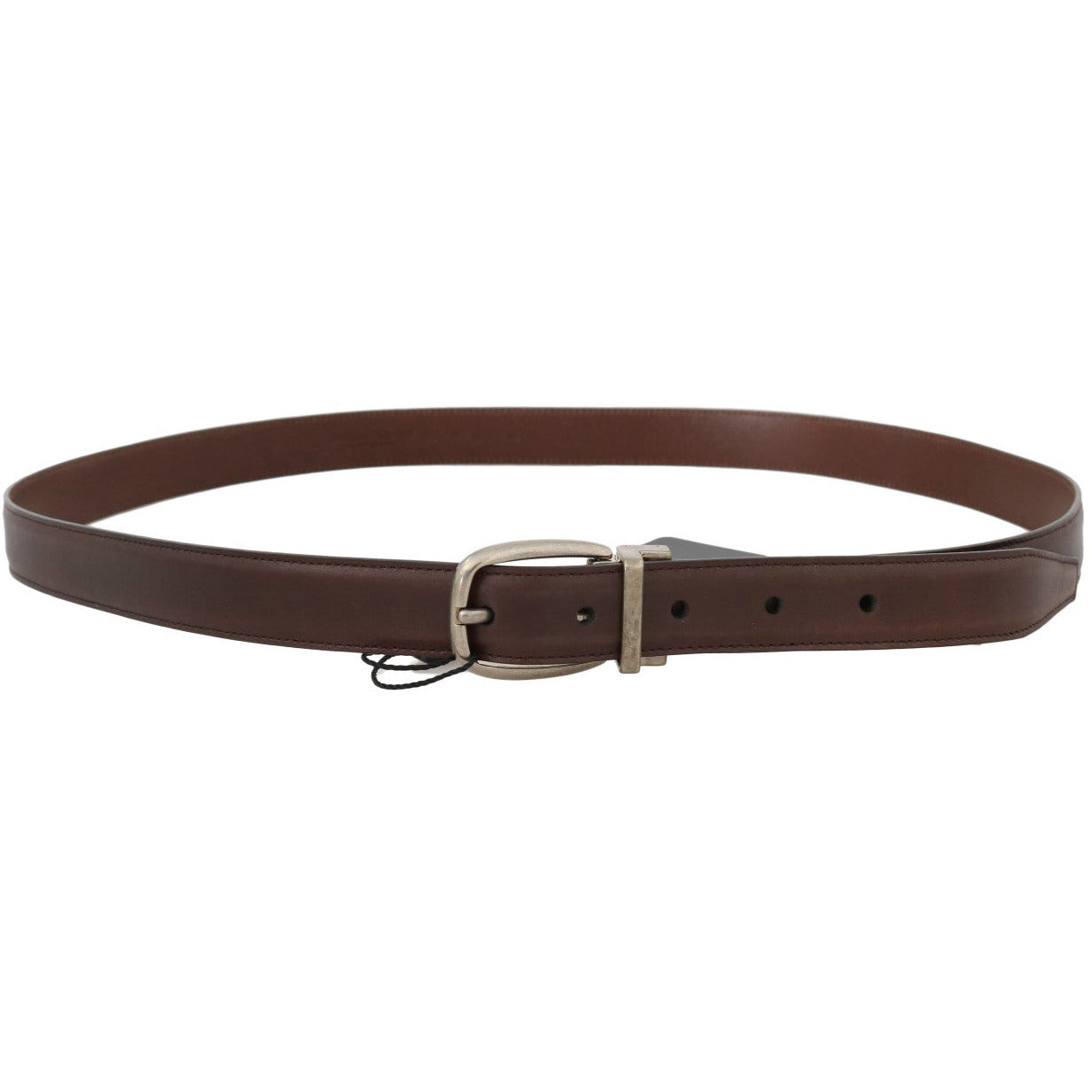 Brown Leather Gray Oval Buckle Belt - coffeewithmee1