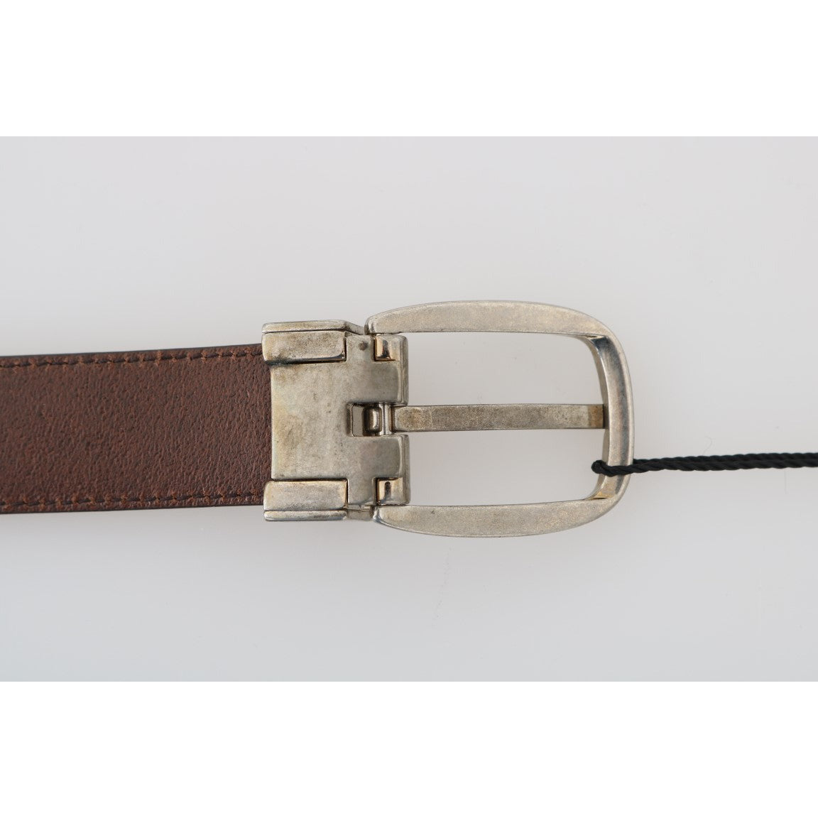 Brown Leather Gray Oval Buckle Belt - coffeewithmee1