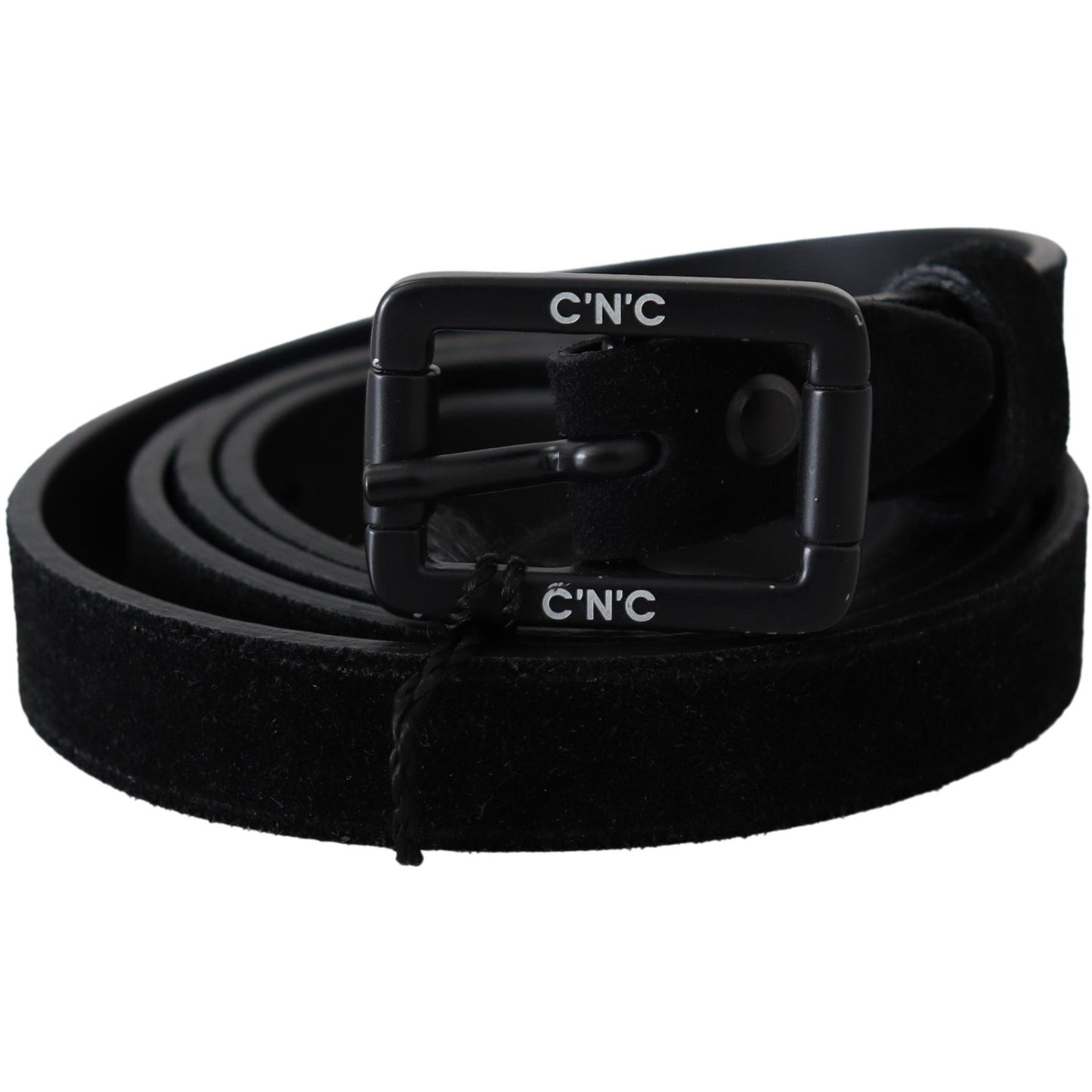 Black Leather Velvet Buckle Waist Belt - coffeewithmee1