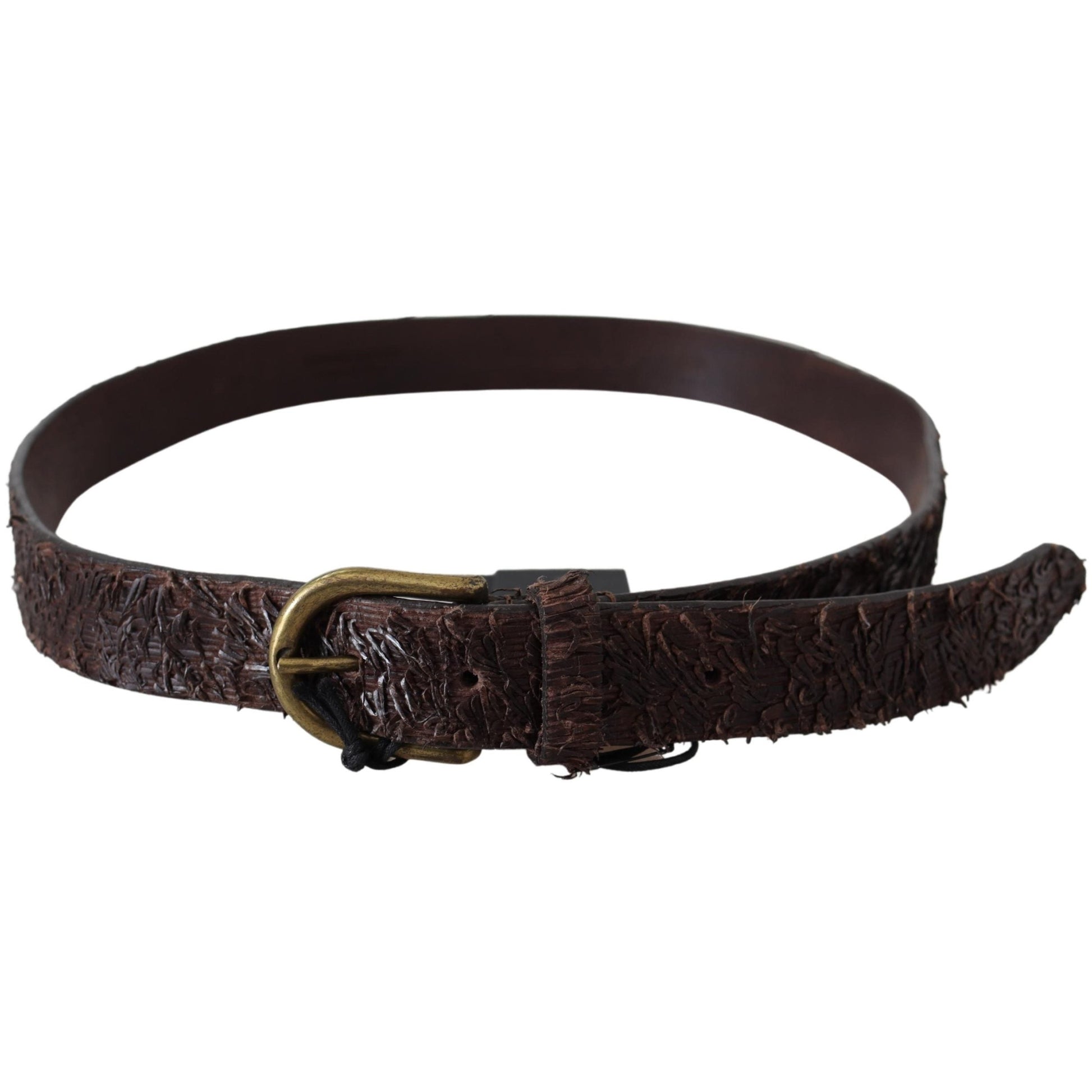 Dark Brown Genuine Leather Rustic Bronze Buckle Belt - coffeewithmee1