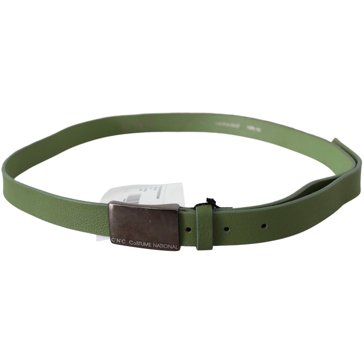 Green Leather Silver Buckle Waist Men Belt - coffeewithmee1