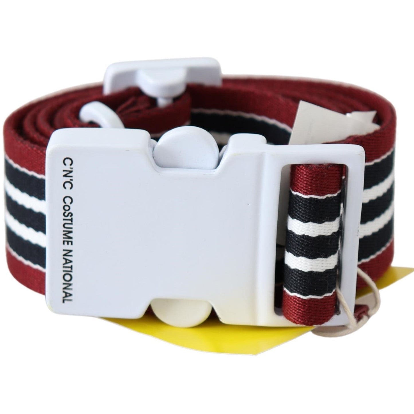 Black Red Stripe White Logo Buckle Waist Belt - coffeewithmee1