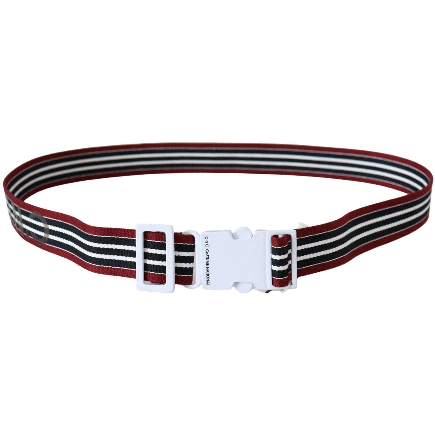 Black Red Stripe White Logo Buckle Waist Belt - coffeewithmee1