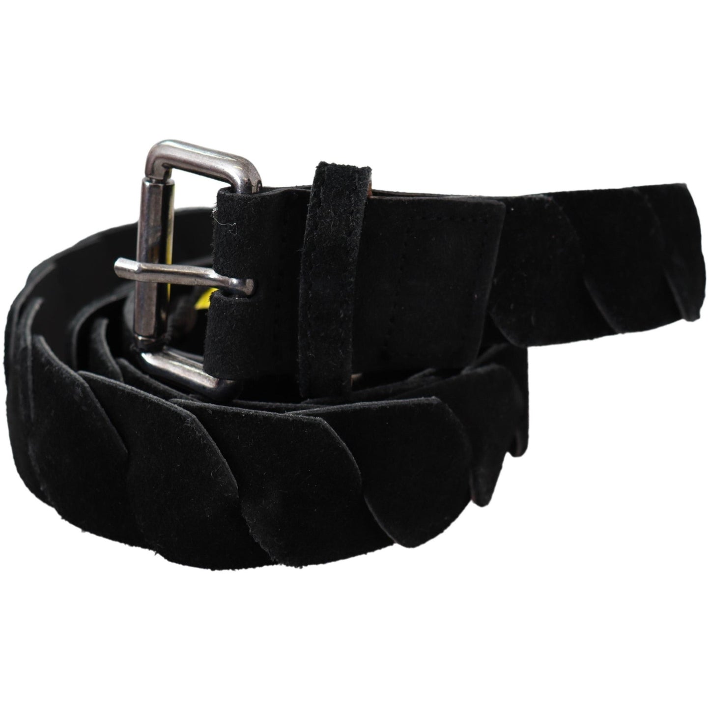 Black Leather Twist Velvet Silver Buckle Waist Belt - coffeewithmee1