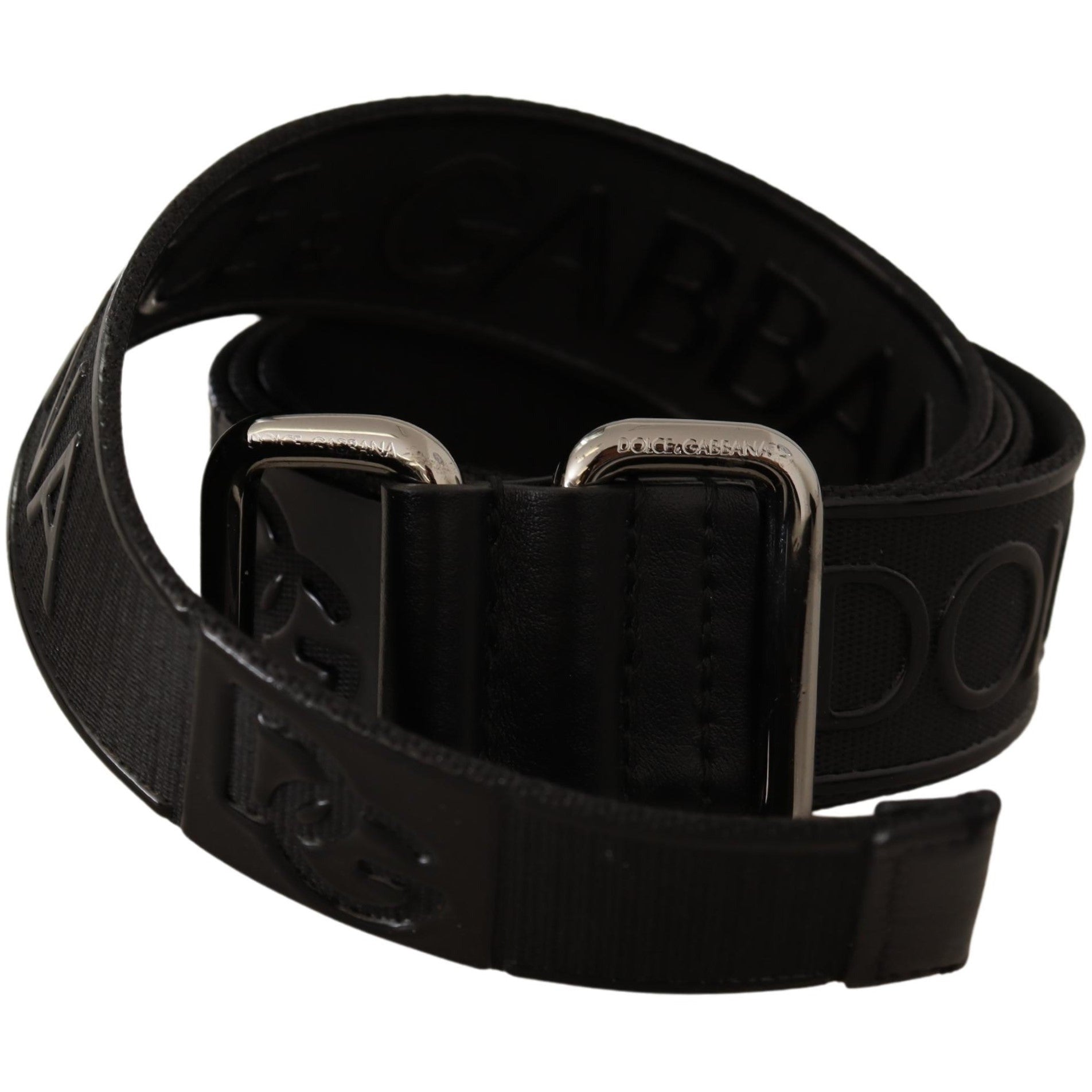 Black DG Embossed Silver Buckle Cintura Belt - coffeewithmee1