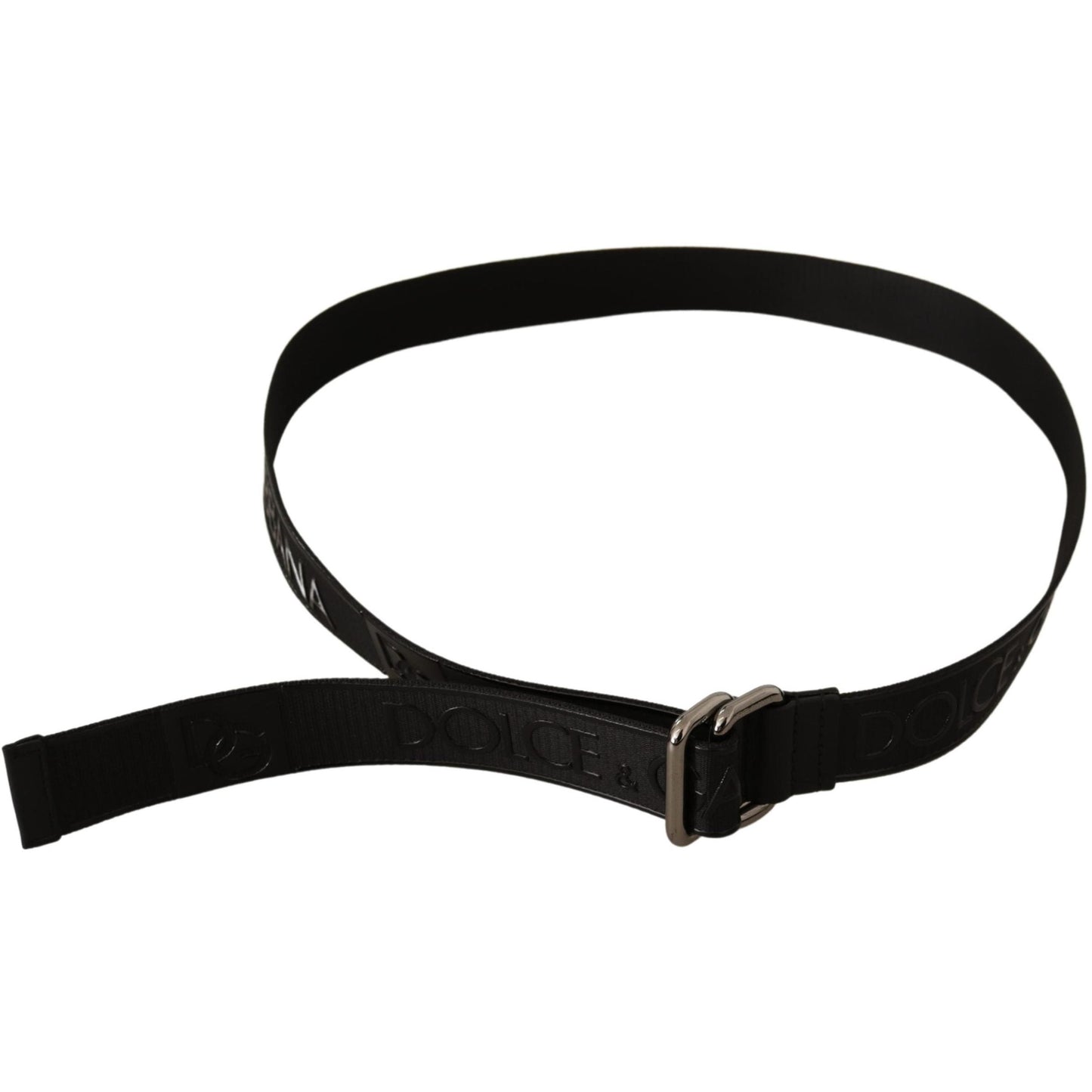 Black DG Embossed Silver Buckle Cintura Belt - coffeewithmee1