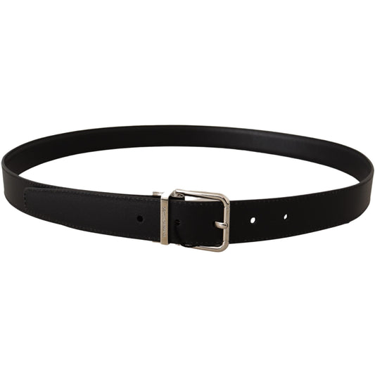 Black Leather Silver Buckle Cintura Belt - coffeewithmee1