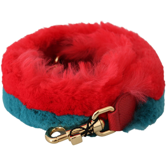 Red Blue Rabbit Fur Leather Shoulder Strap - coffeewithmee1