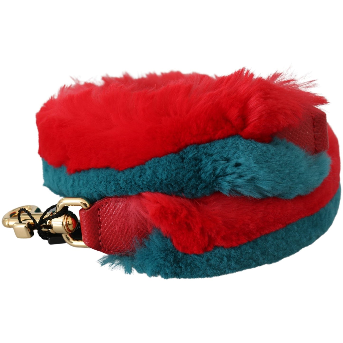 Red Blue Rabbit Fur Leather Shoulder Strap - coffeewithmee1