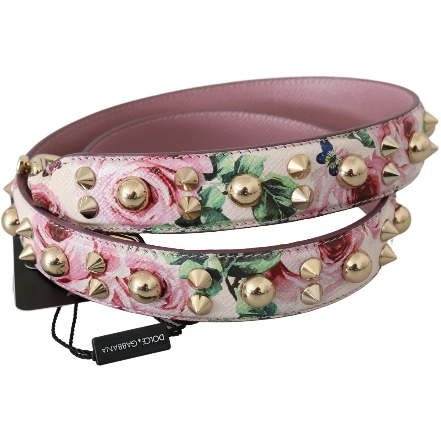 Pink Floral Leather Stud Accessory Shoulder Strap - coffeewithmee1