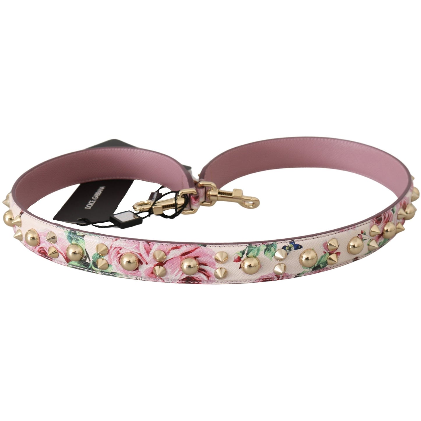 Pink Floral Leather Stud Accessory Shoulder Strap - coffeewithmee1