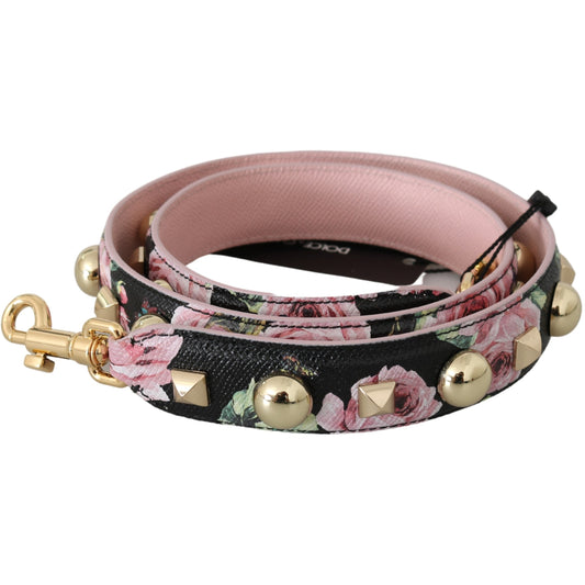 Pink Floral Leather Stud Accessory Shoulder Strap - coffeewithmee1