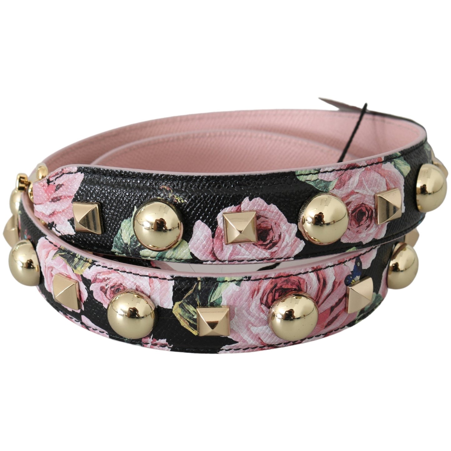 Pink Floral Leather Stud Accessory Shoulder Strap - coffeewithmee1