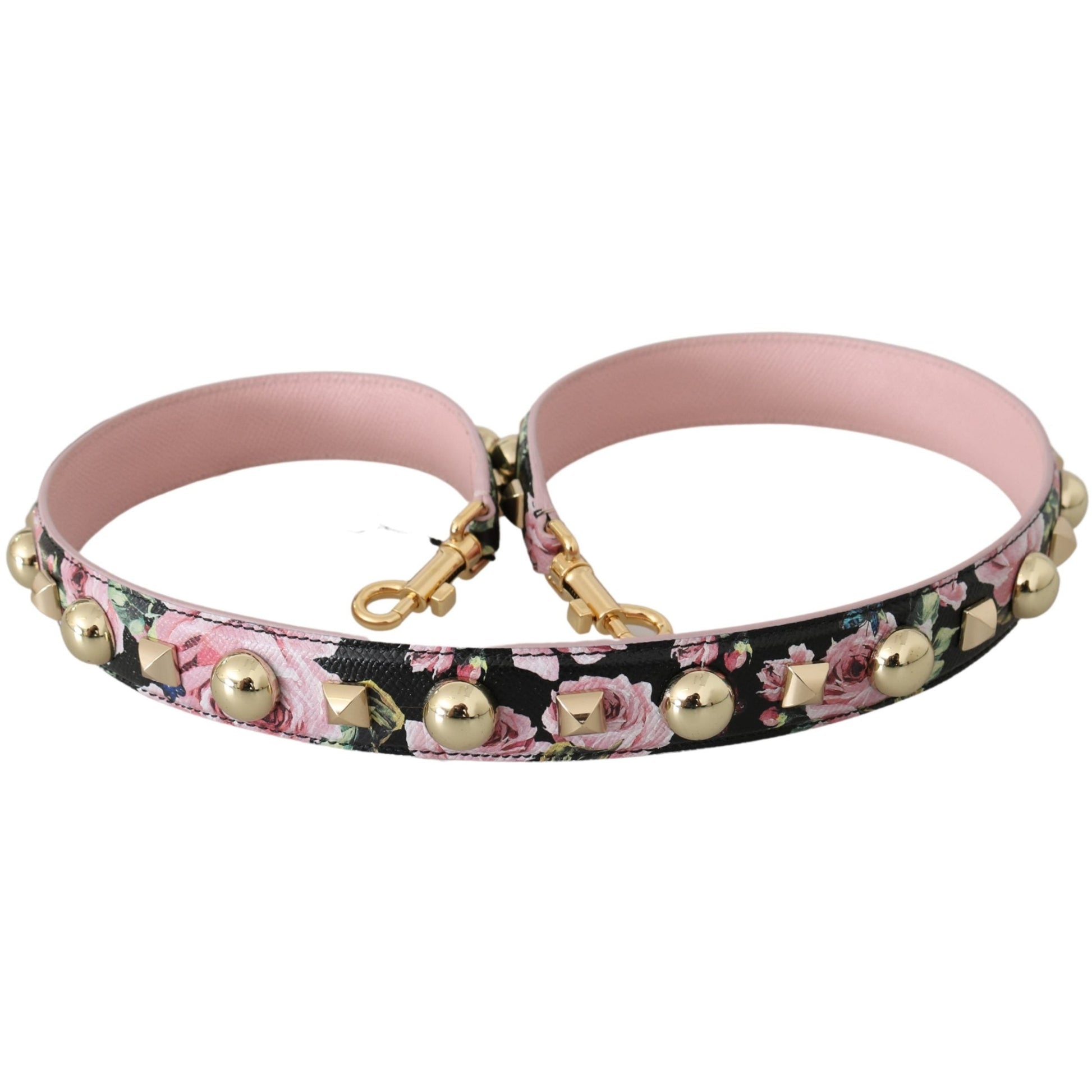 Pink Floral Leather Stud Accessory Shoulder Strap - coffeewithmee1