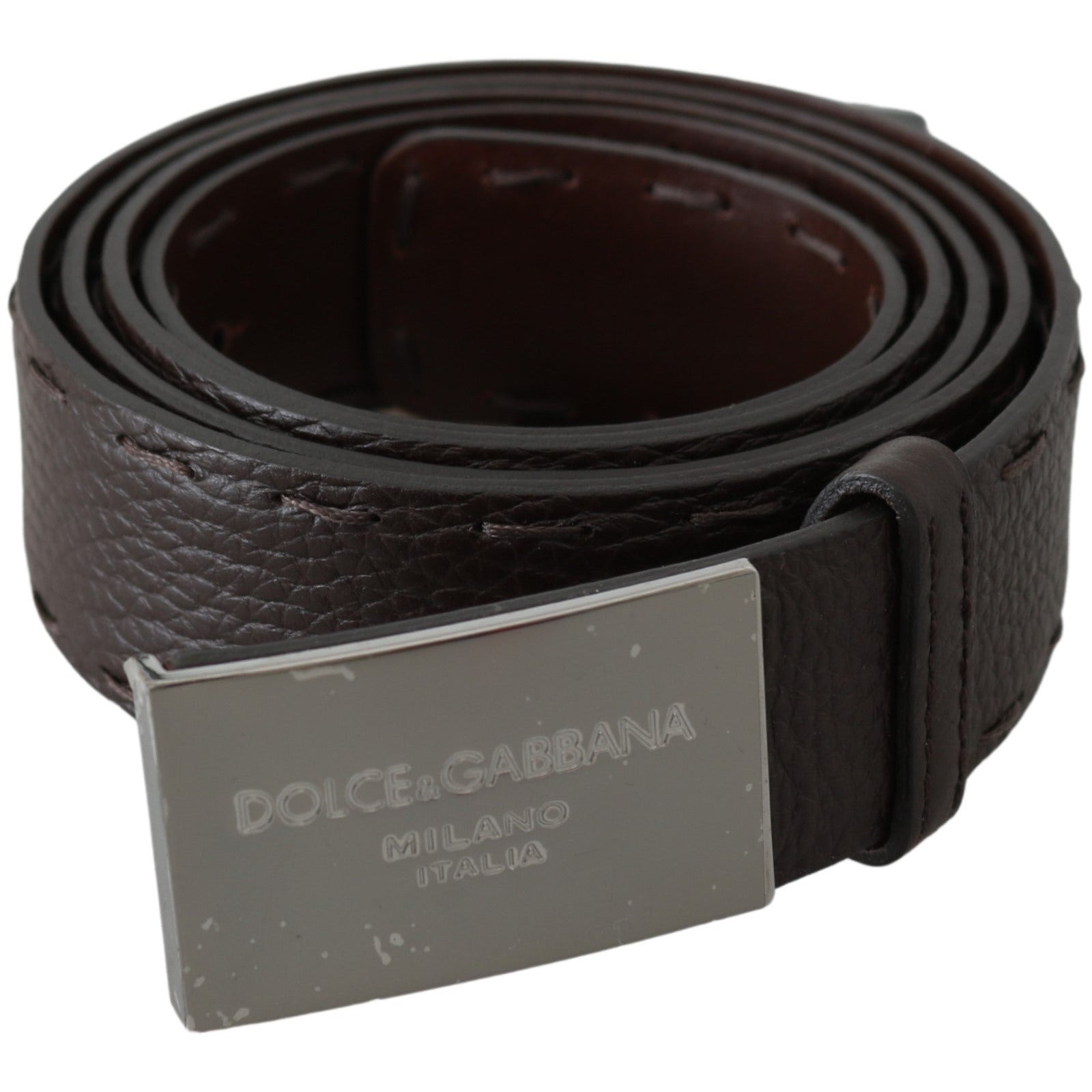 Brown Pattern Leather DG Logo Buckle Belt - coffeewithmee1