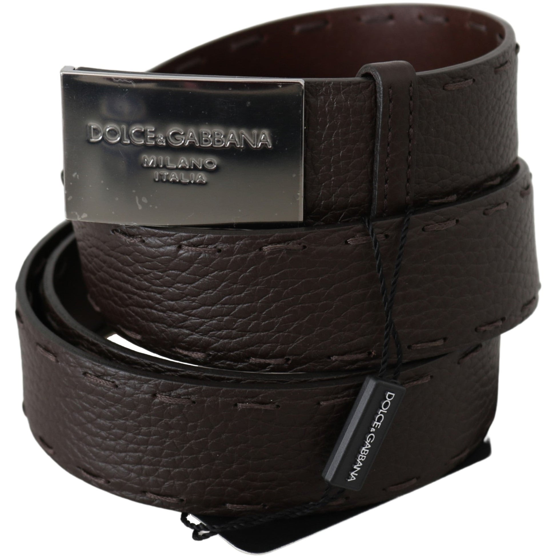 Brown Pattern Leather DG Logo Buckle Belt - coffeewithmee1