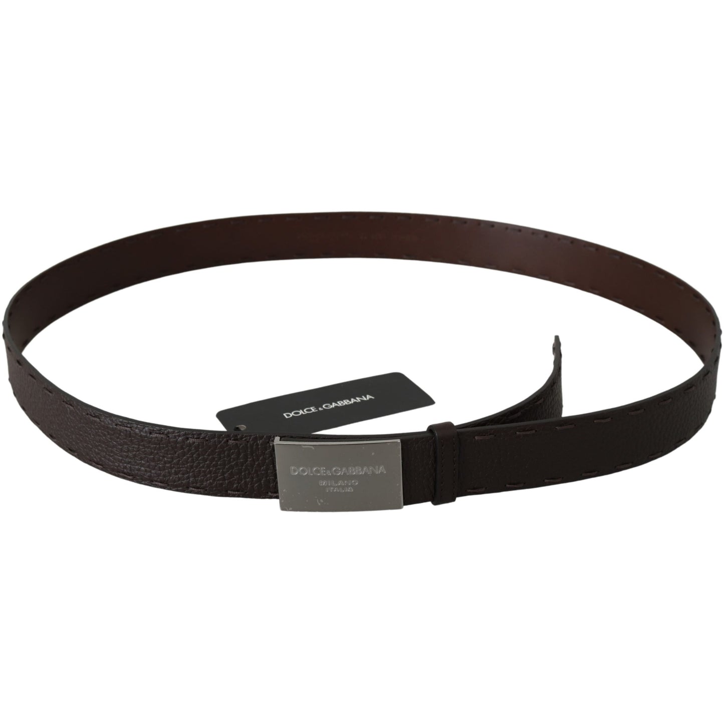 Brown Pattern Leather DG Logo Buckle Belt - coffeewithmee1