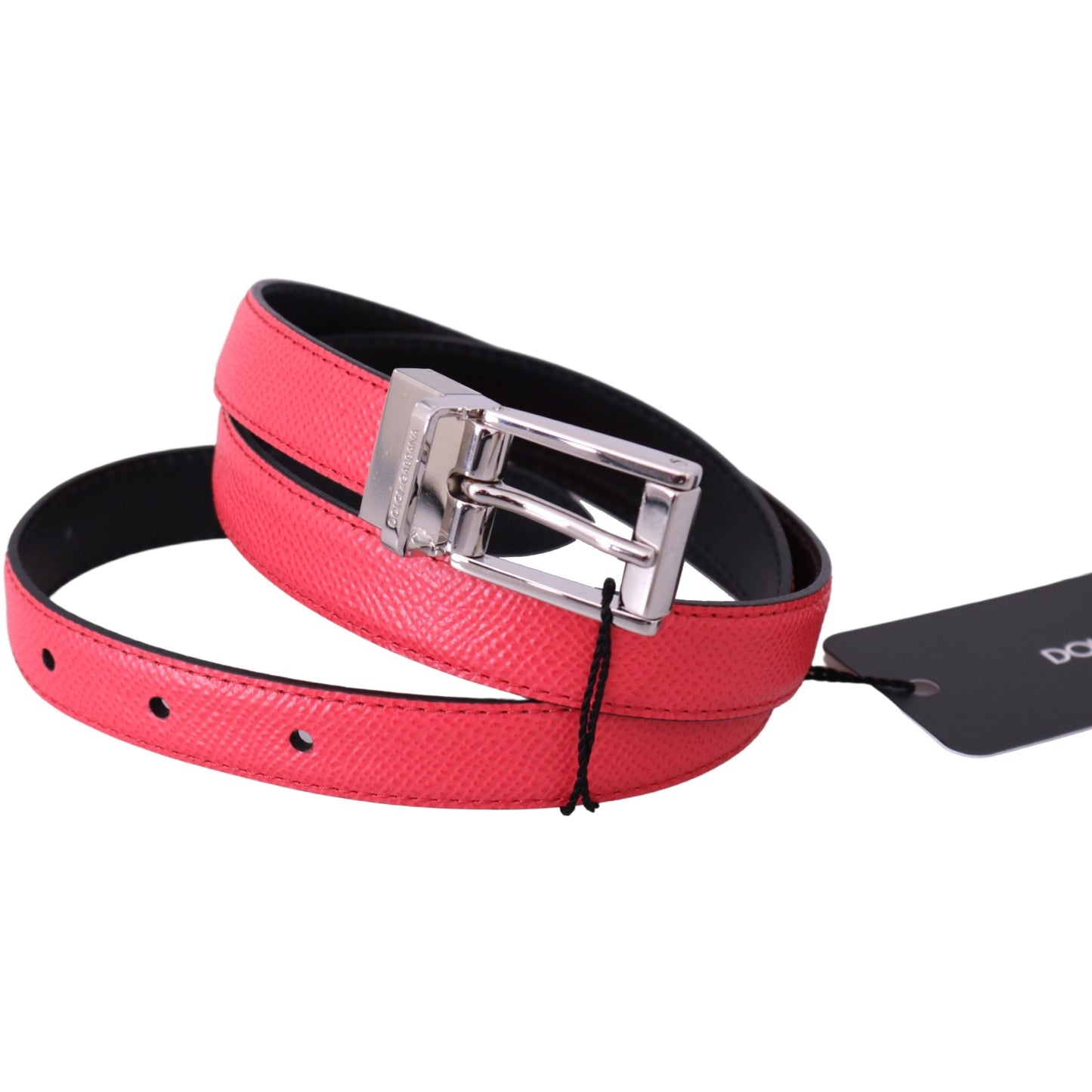 Pink Leather Silver Logo Buckle Belt - coffeewithmee1