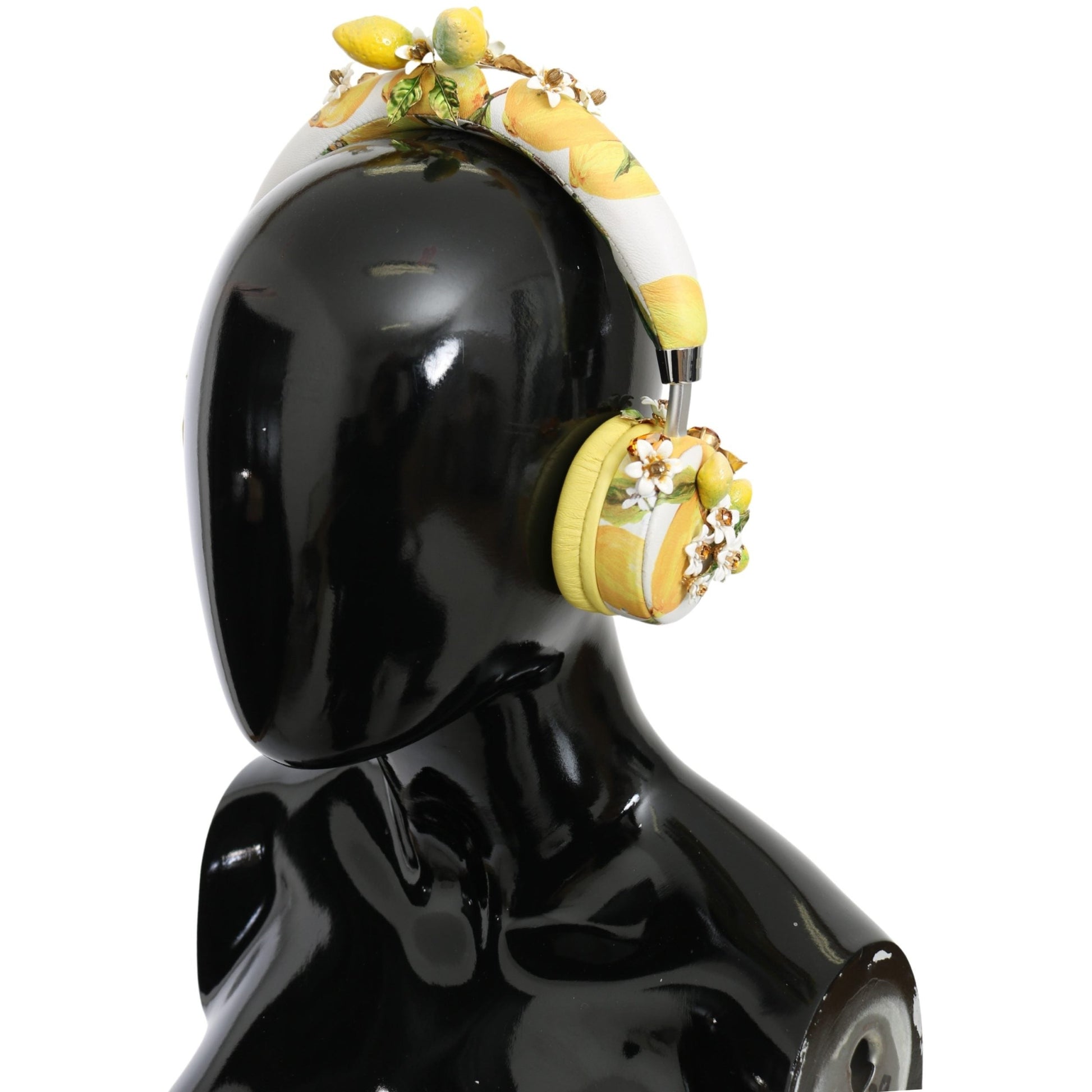 Yellow Lemon Crystal Floral Headset Headphones - coffeewithmee1