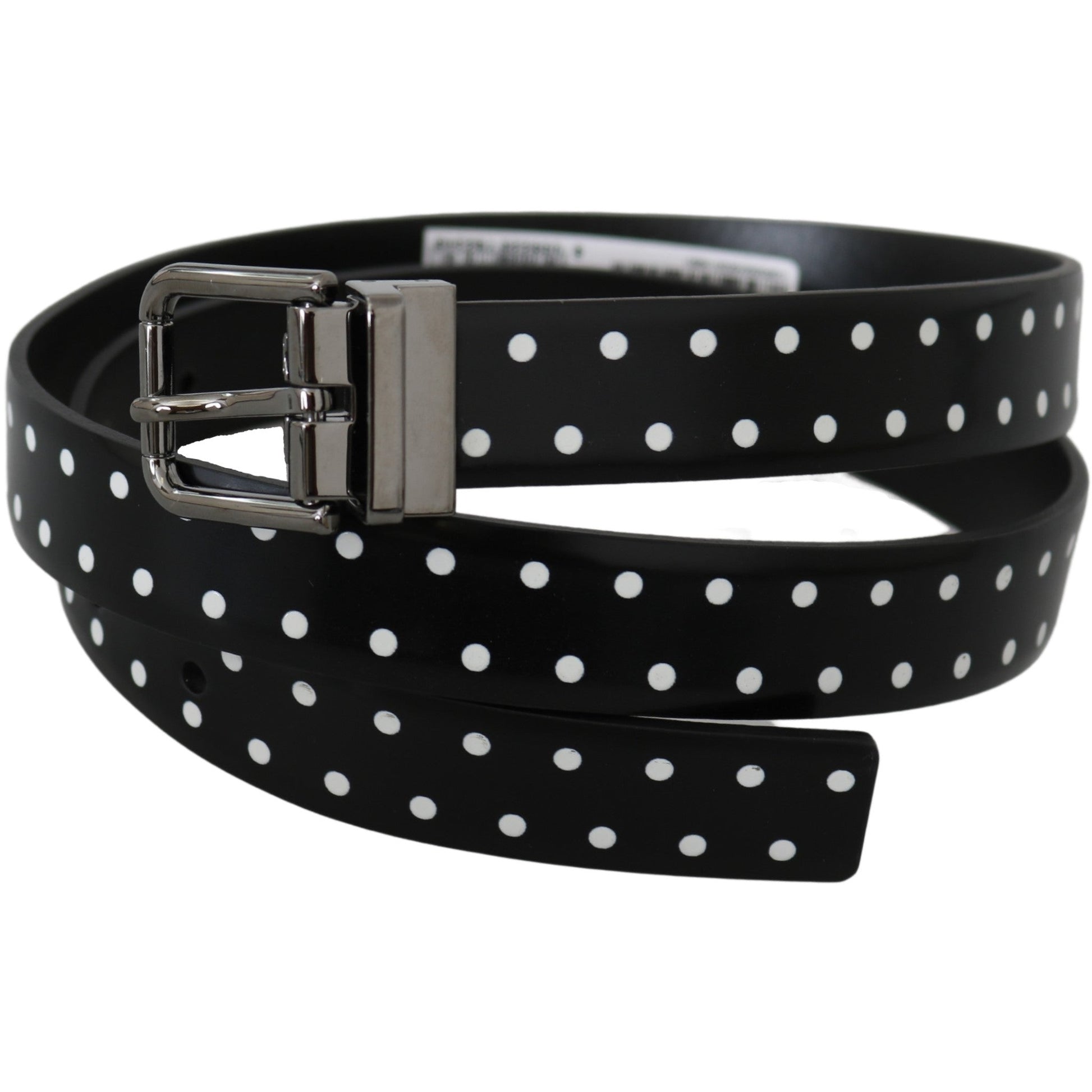 Black Leather Polka Dot Gray Buckle Belt - coffeewithmee1