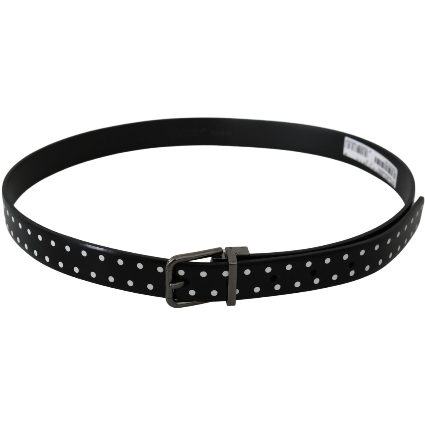 Black Leather Polka Dot Gray Buckle Belt - coffeewithmee1