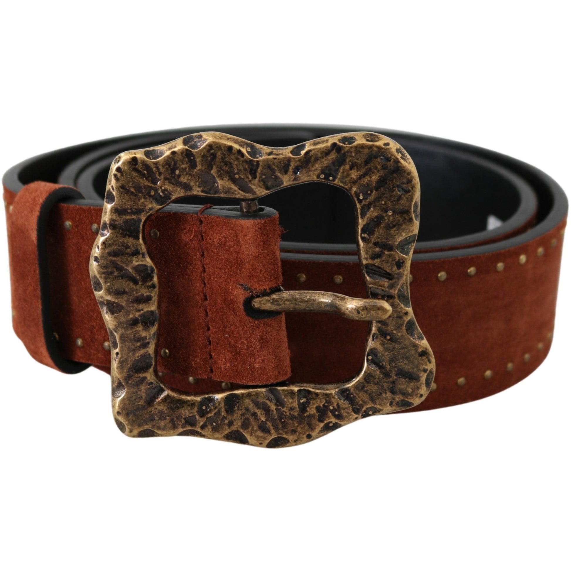 Brown Suede Leather Studded Baroque Belt - coffeewithmee1