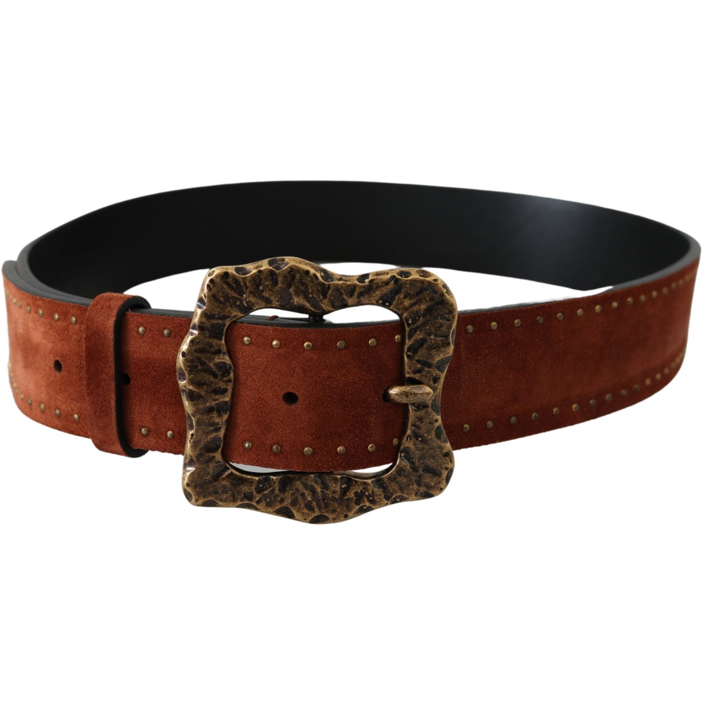 Brown Suede Leather Studded Baroque Belt - coffeewithmee1