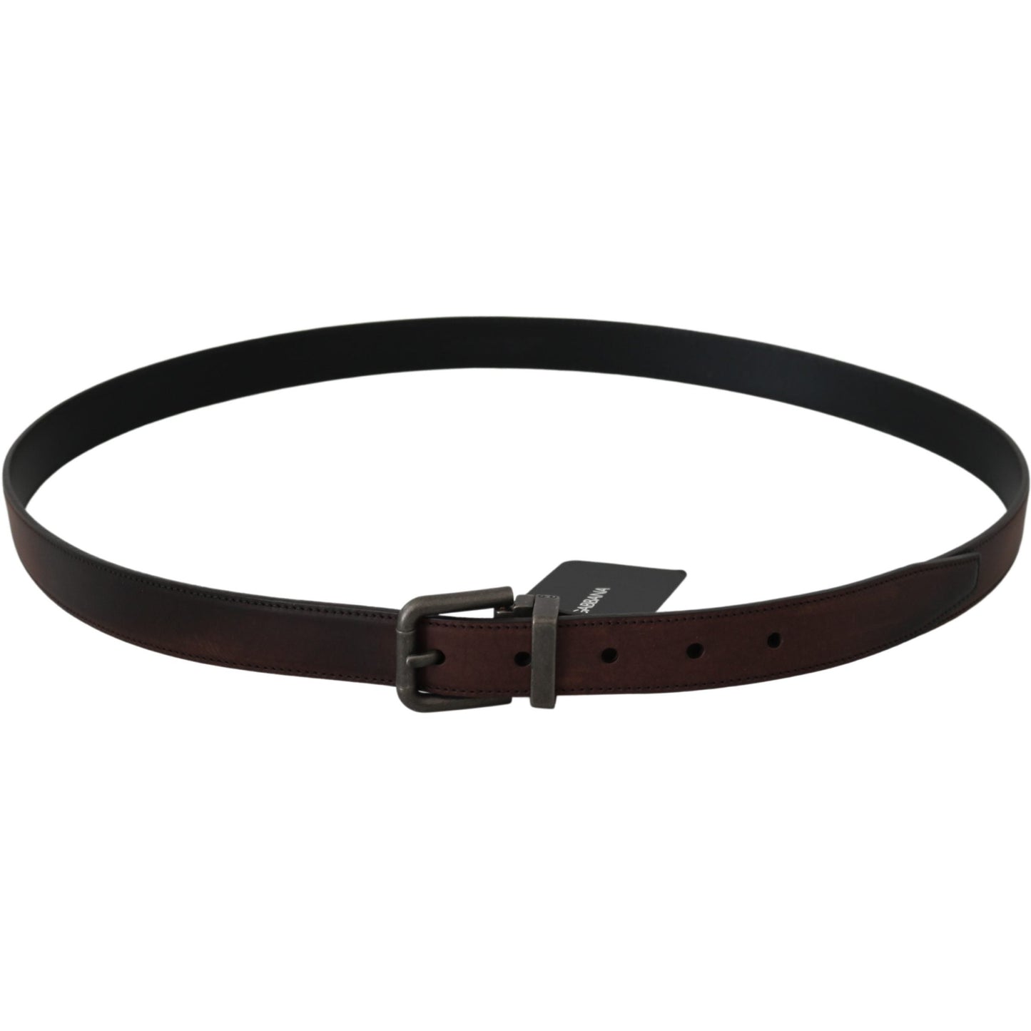 Solid Brown Leather Gray Buckle Belt - coffeewithmee1