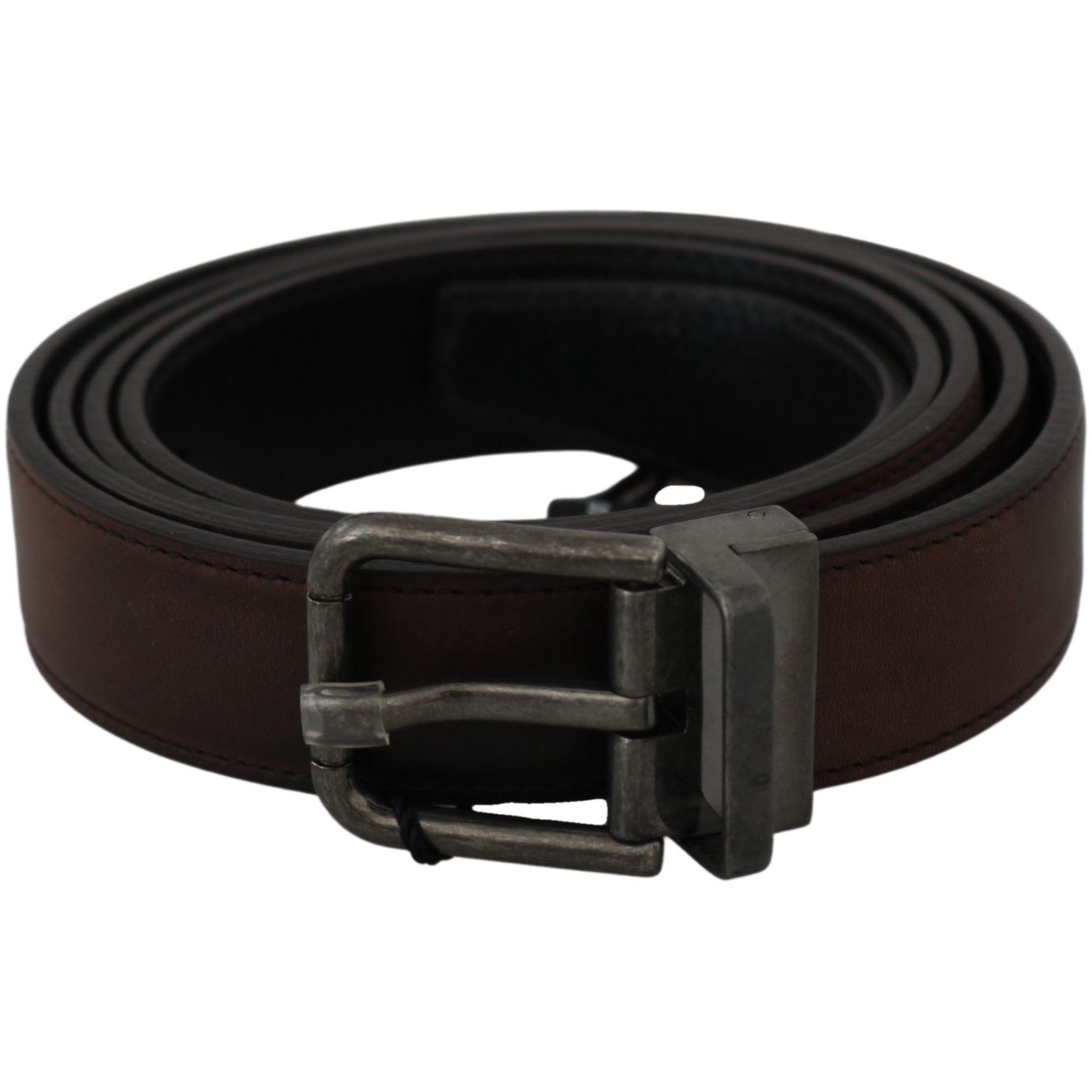 Solid Brown Leather Gray Buckle Belt - coffeewithmee1