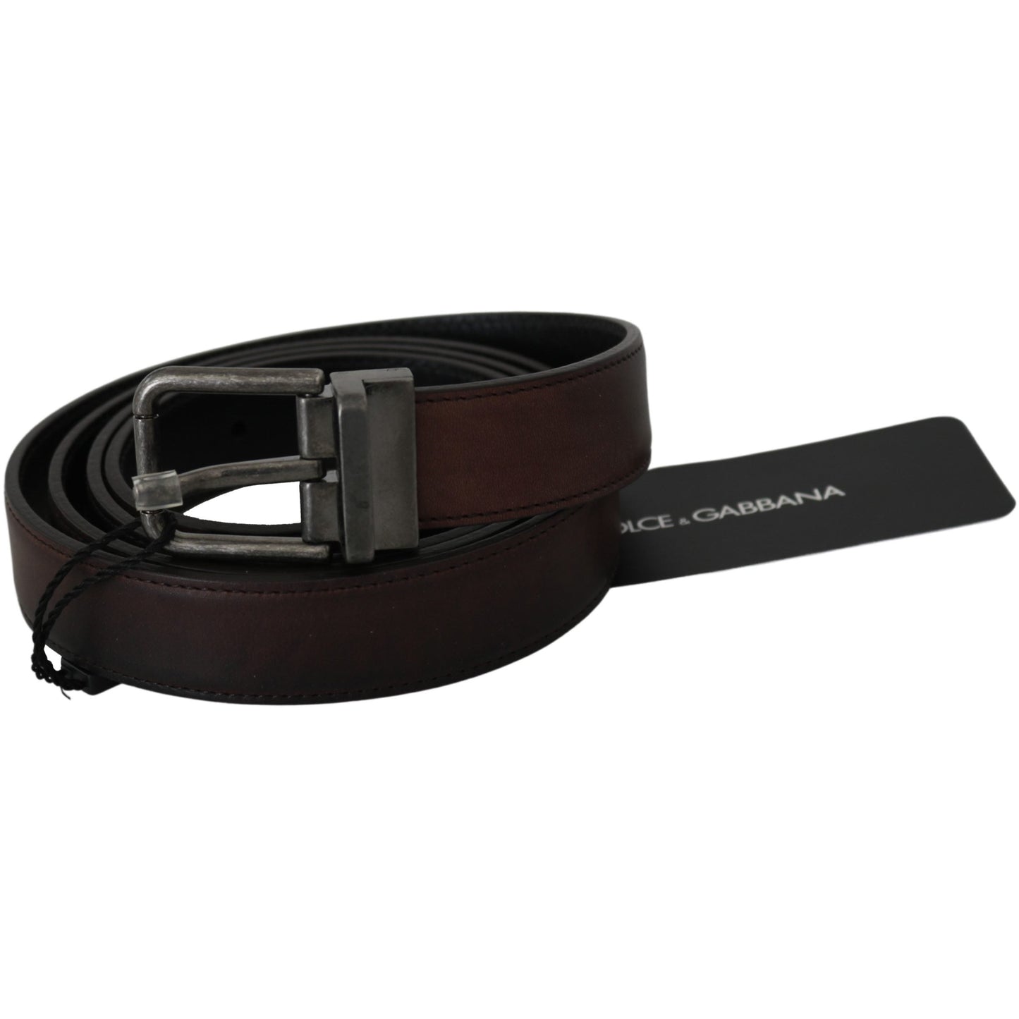 Solid Brown Leather Gray Buckle Belt - coffeewithmee1