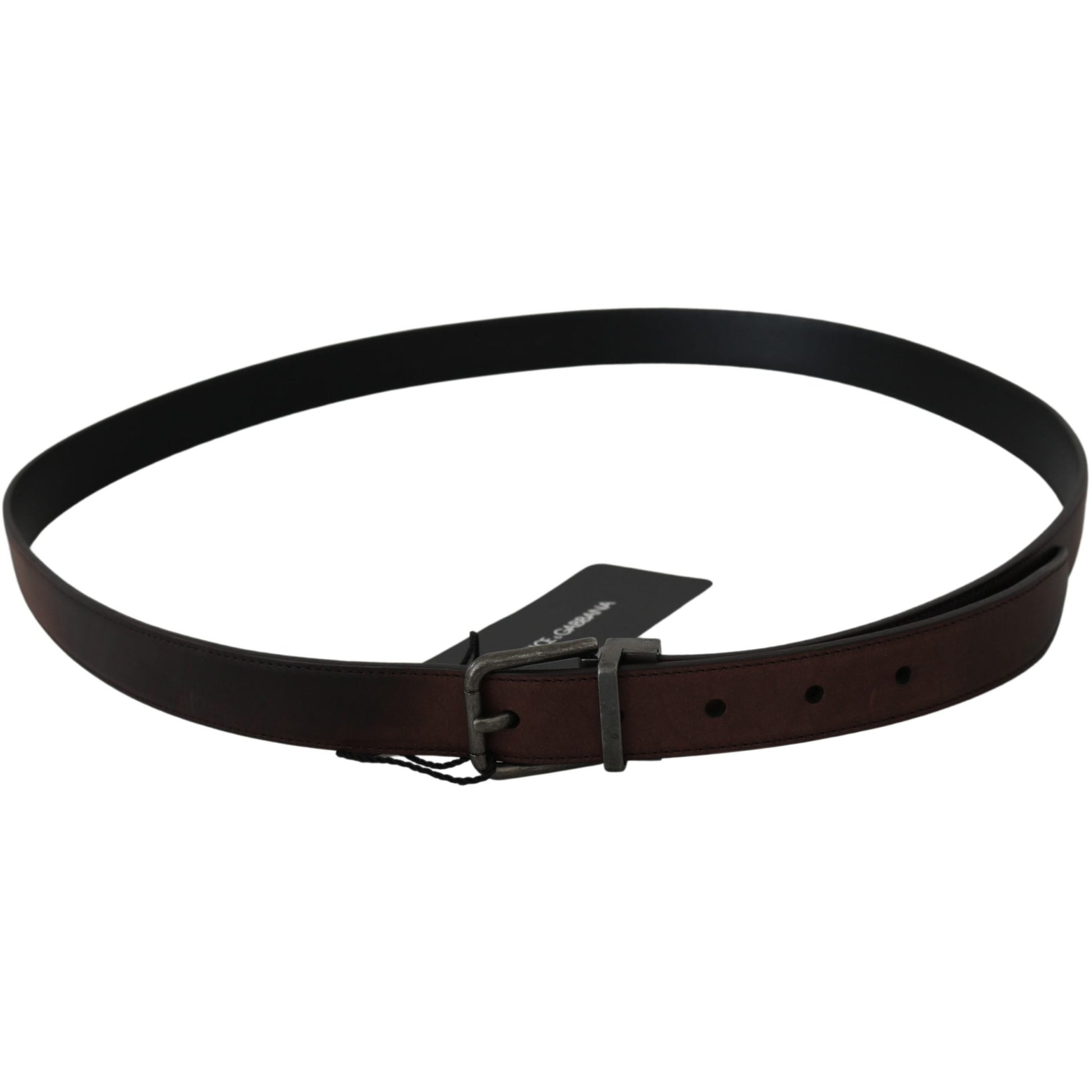 Solid Brown Leather Gray Buckle Belt - coffeewithmee1