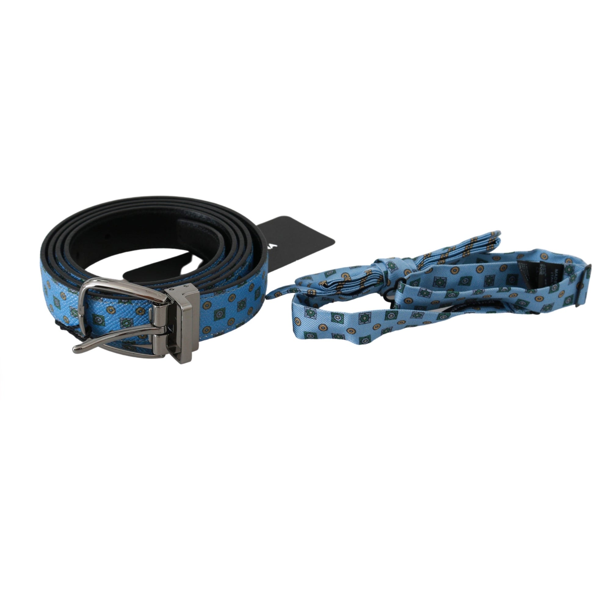 Blue Waist Men Leather Tie Silk Belt and Tie. - coffeewithmee1