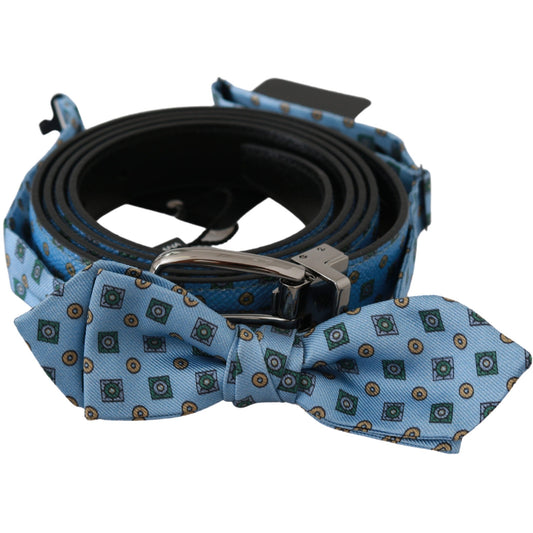 Blue Waist Men Leather Tie Silk Belt and Tie. - coffeewithmee1