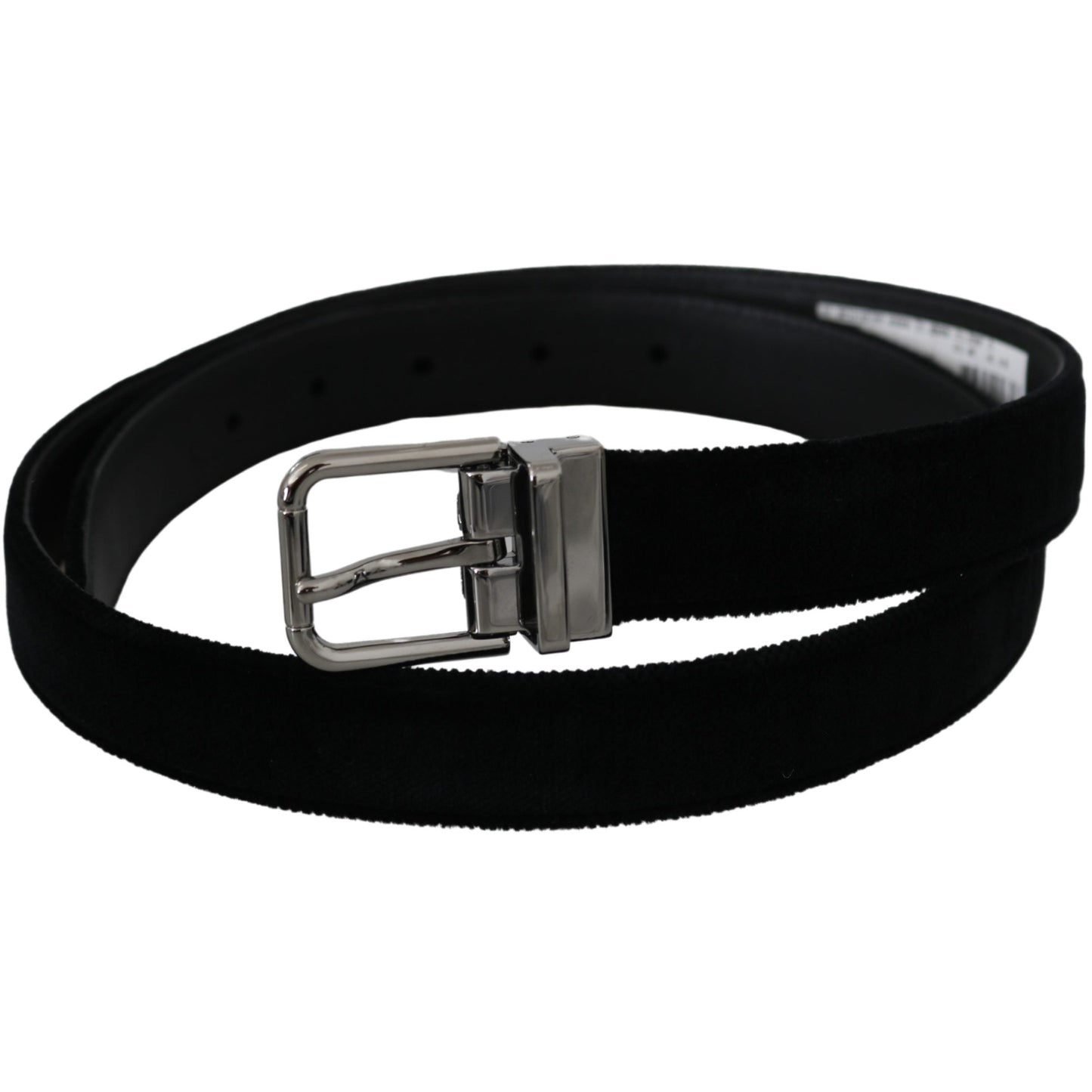 Black Leather Velvet Silver Buckle Belt - coffeewithmee1