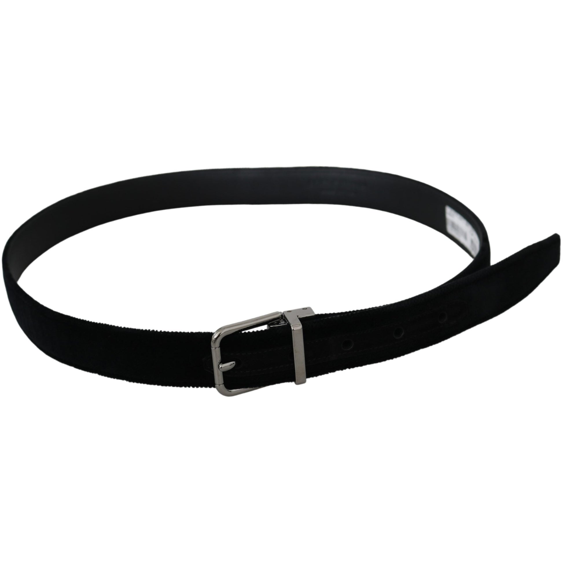 Black Leather Velvet Silver Buckle Belt - coffeewithmee1