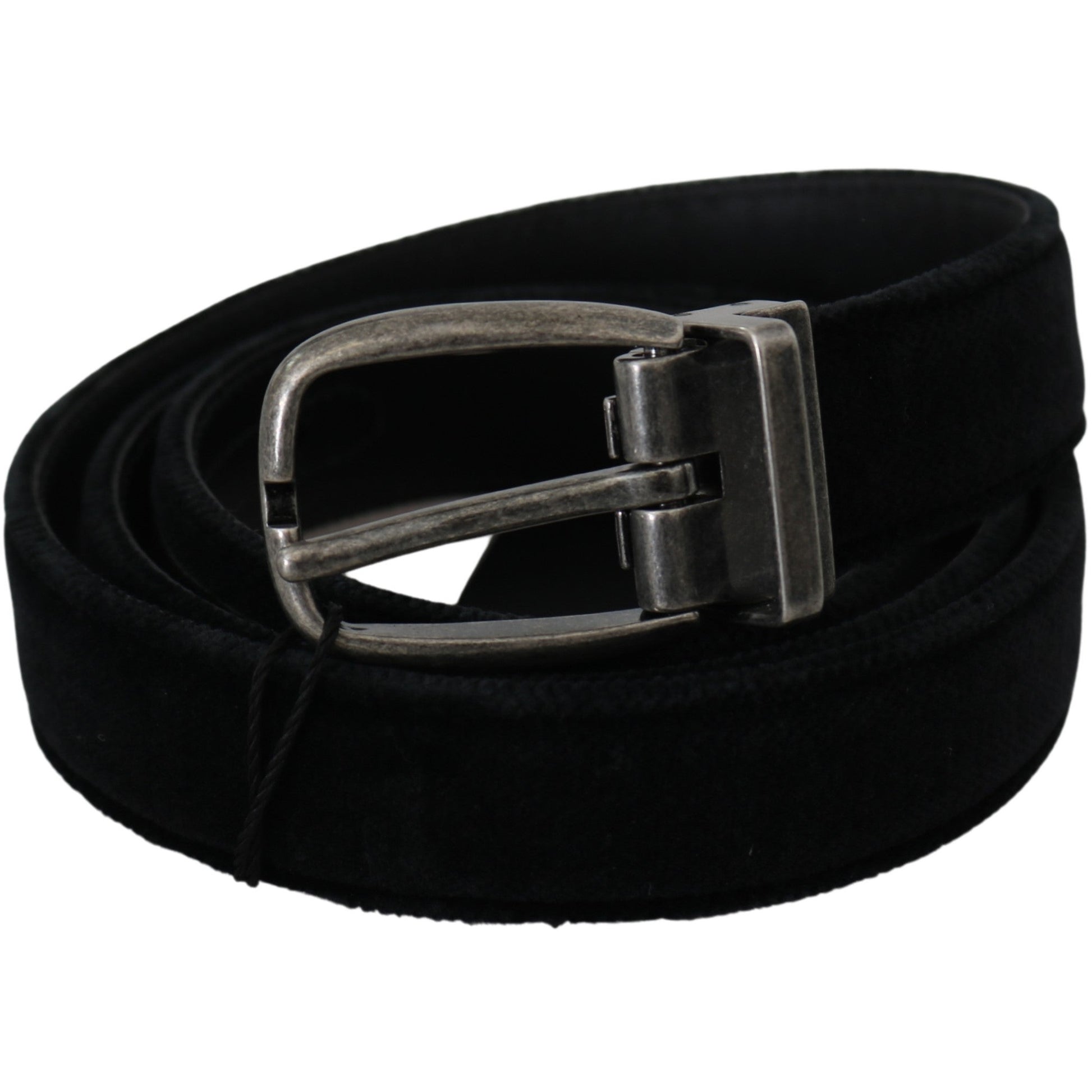 Black Velvet Leather Silver Oval Buckle Belt - coffeewithmee1