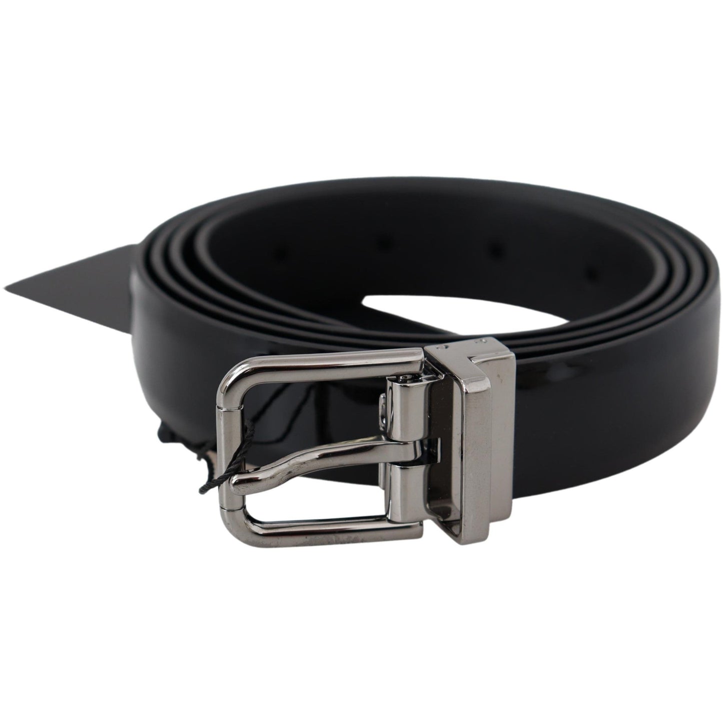 Black Leather Silver Buckle Cintura Belt - coffeewithmee1