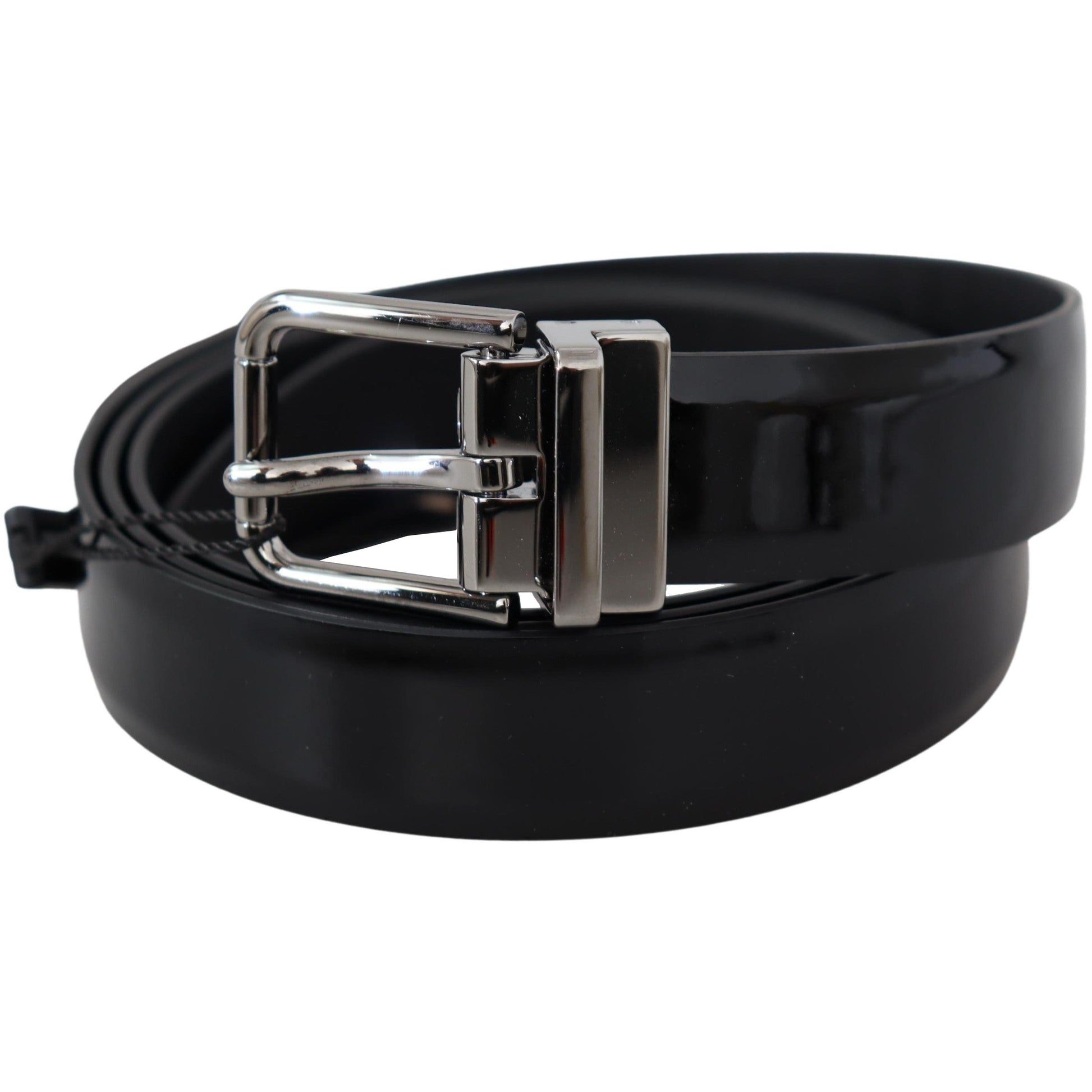 Black Leather Silver Buckle Cintura Belt - coffeewithmee1