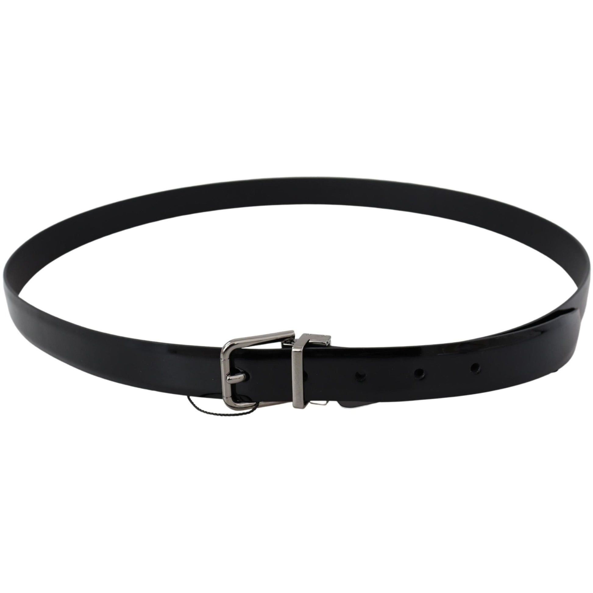 Black Leather Silver Buckle Cintura Belt - coffeewithmee1