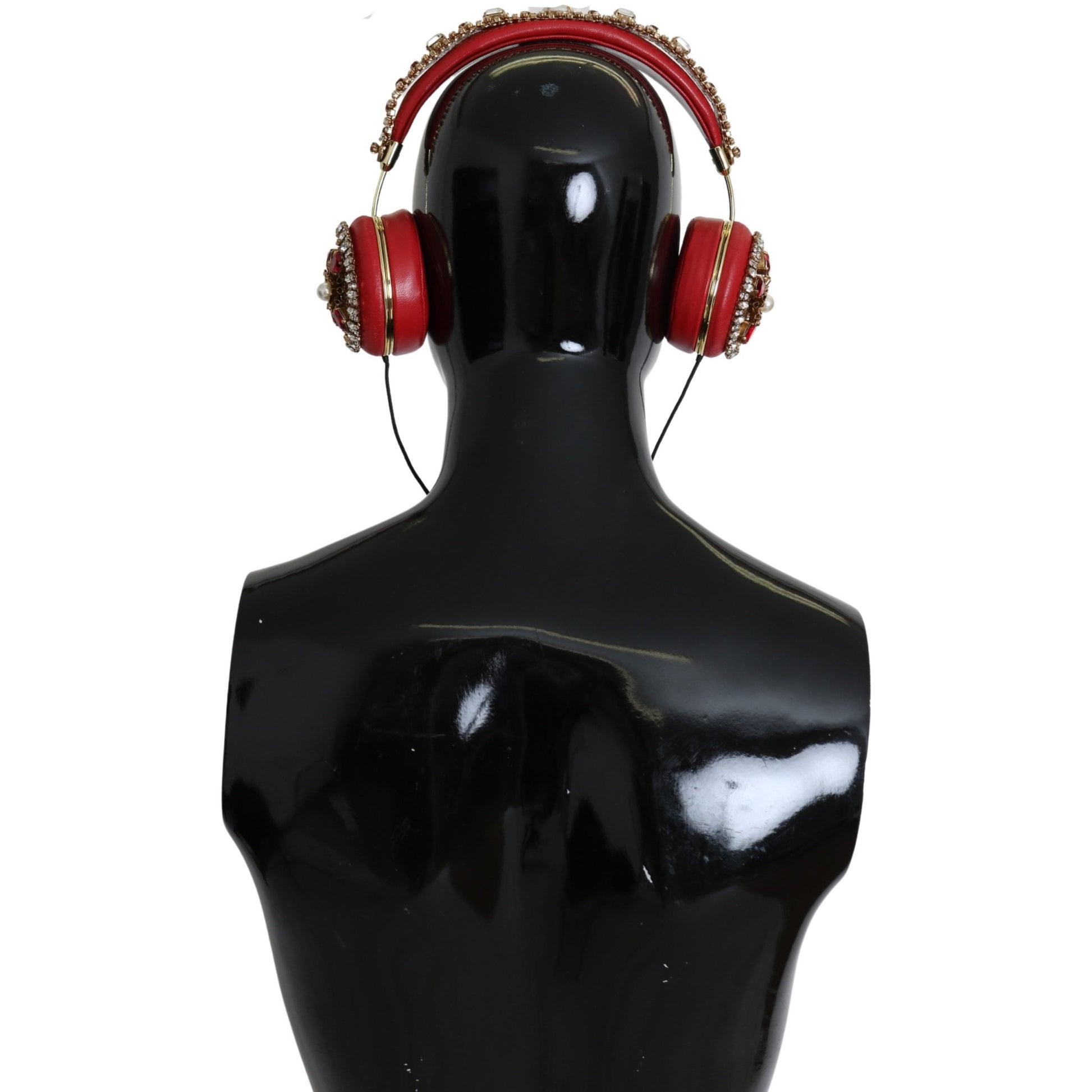 FRENDS Leather Red Floral Crystal Headset Headphones - coffeewithmee1