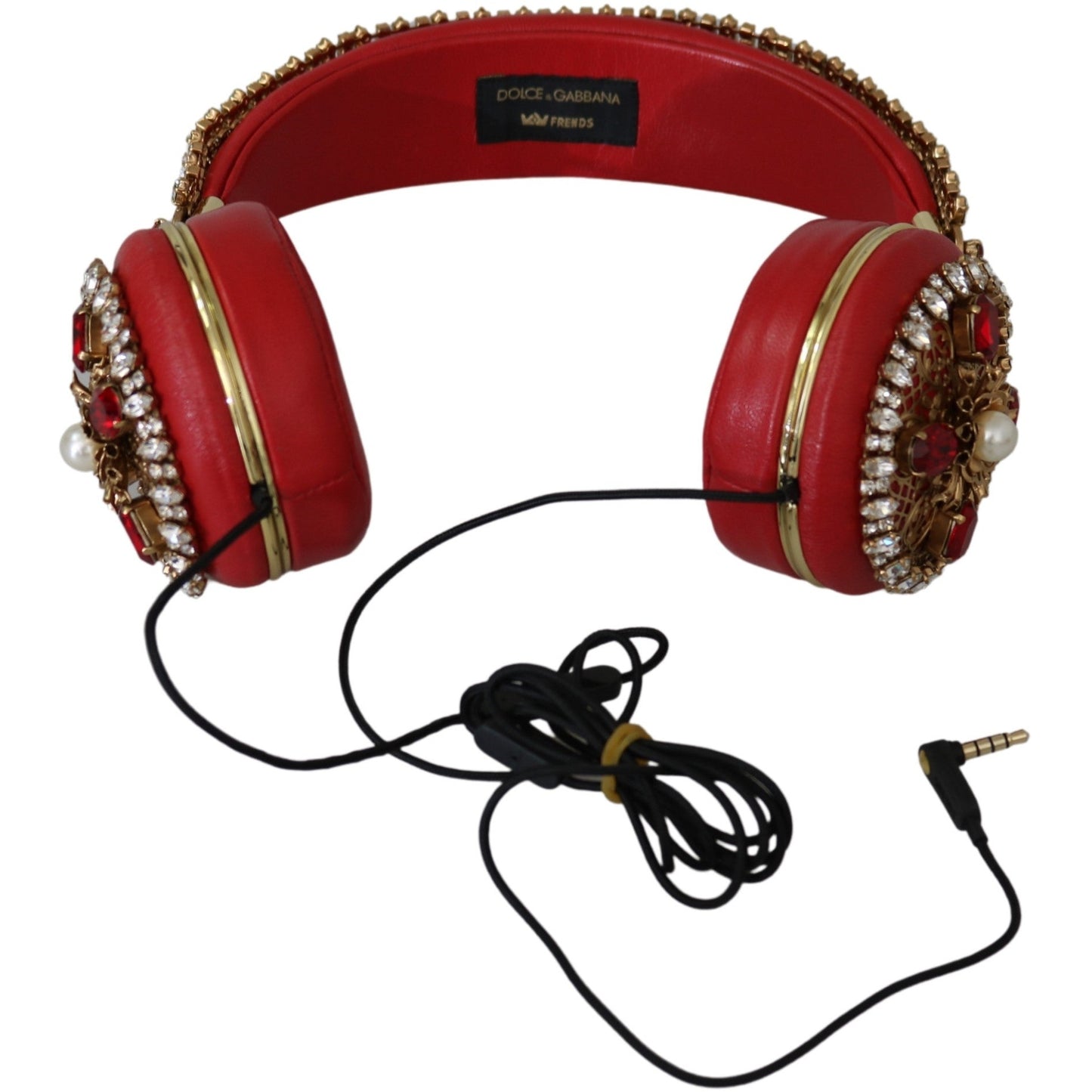 FRENDS Leather Red Floral Crystal Headset Headphones - coffeewithmee1