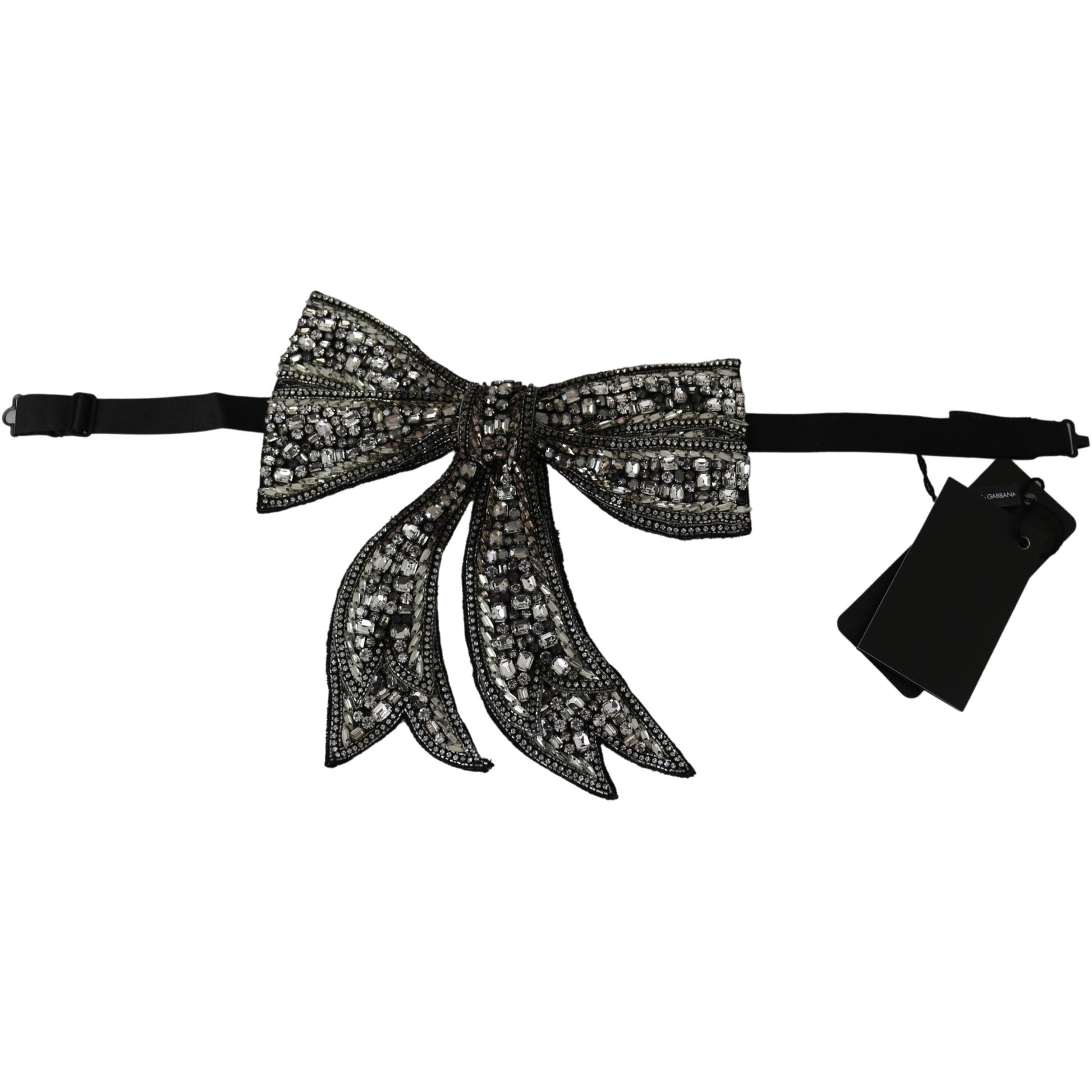 Silver Tone 100% Silk Crystal Embellished Women  Bowtie - coffeewithmee1